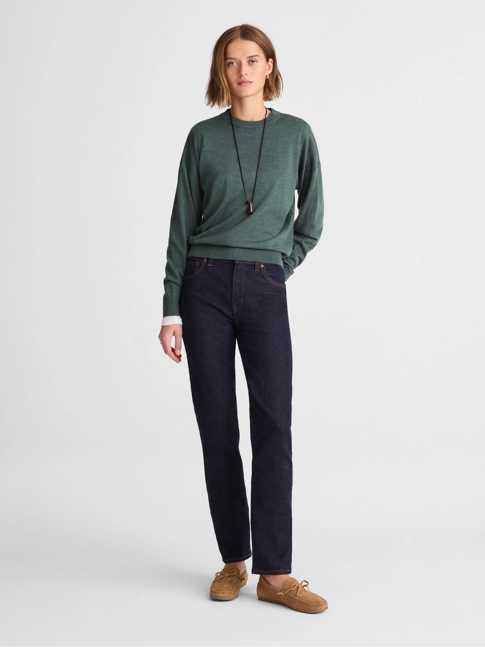 NWT Madewell The Tall Jules Slim Straight Jean Rinse Wash Dark Blue US 32T TALL
